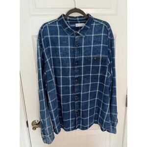 Old Navy Men’s Long Sleeve Brushed Twill Plaid Shirt Blue XL Regular Fit